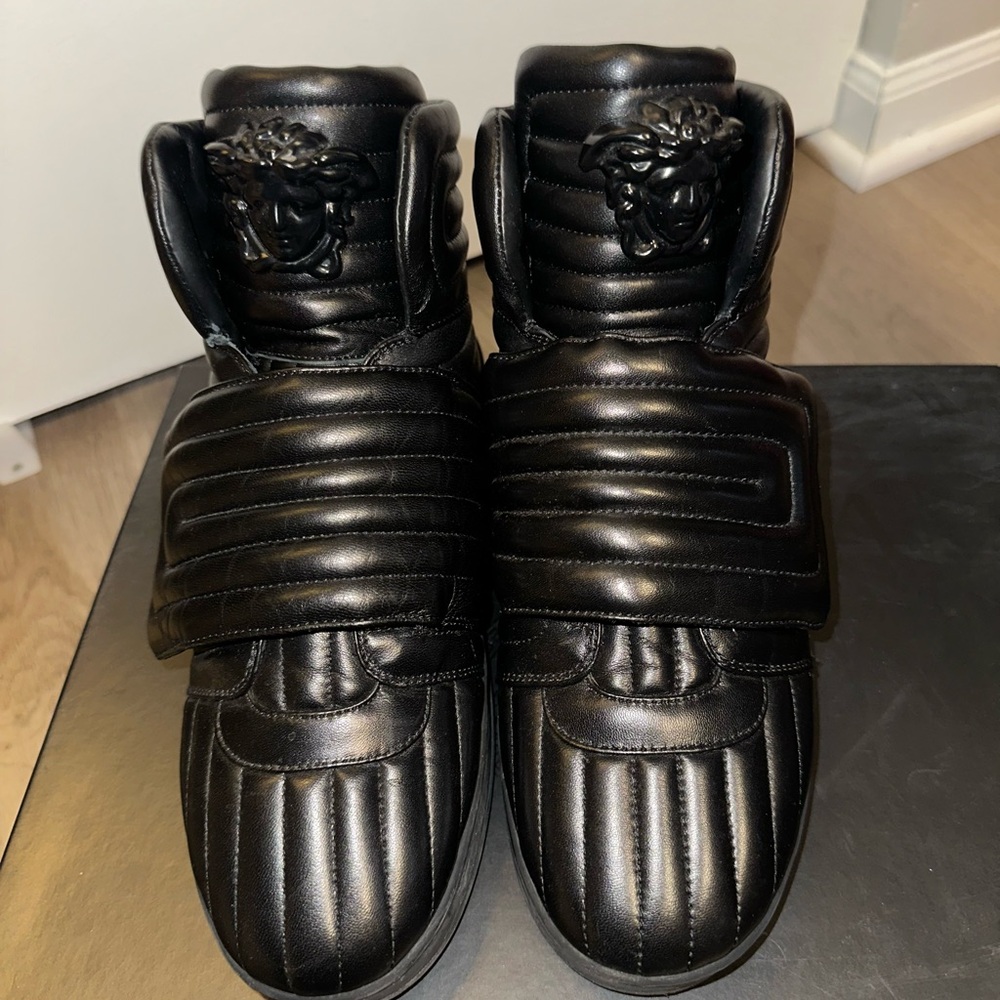 Versace Black Quilted High-Top Sneakers